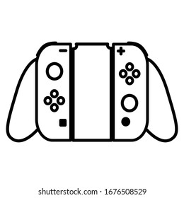 Portable gaming console gamepad controllers for video games. Vector illustration in black and white. Icon for websites or mobile applications.