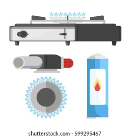 Portable gas burner nozzle for cylinder. Gas stove
3d flat vector illustration isolated on white background 