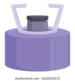 Portable gas burner is standing on a white background, ready for cooking