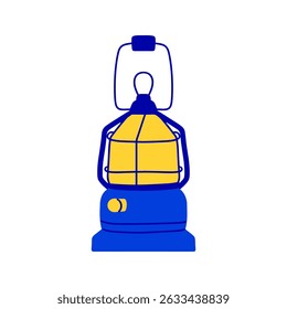Lâmpada de gás portátil. Ilustração vetorial em estilo plano. Elemento de design para acampamento, caminhadas e aventura ao ar livre