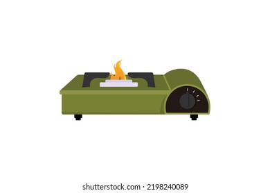 Portable gas stove, icon symbol in flat illustration vector isolated on white background