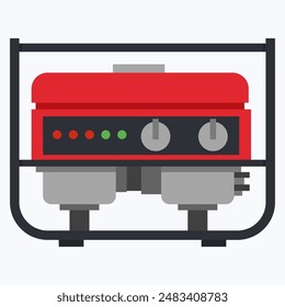 Ilustración de dibujos animados de Vector alimentado por gas generador portátil aislado sobre un fondo blanco.