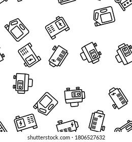 Portable Generator Vector Seamless Pattern Thin Line Illustration