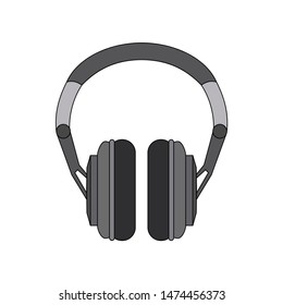 Portable grey headphones icon. Line art isolated illustration for web banner, printing, T-shirt, icon, mobile and your design.