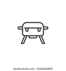 Portable Grill line icon. linear style sign for mobile concept and web design. Travel barbecue grill outline vector icon. Symbol, logo illustration. Vector graphics