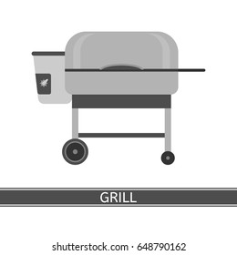 Portable grill vector icon. Barbecue grill in flat style isolated on white background