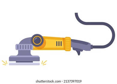 portable grinder processes metal. flat vector illustration.