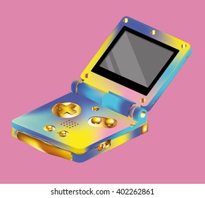 Portable handheld console colorful isometric vector illustration