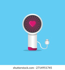Icono portátil del mini ventilador. Ventilador de mano eléctrico portátil ilustración de dibujos animados.