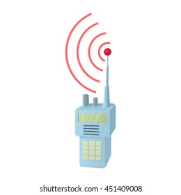 Portable handheld radio icon in cartoon style on a white background