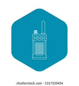 Portable handheld radio icon in outline style on a white background vector illustration