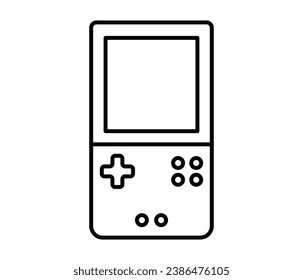 Portable handheld retro gaming console. Outline icon. Vector illustration. Object isolated on white background.