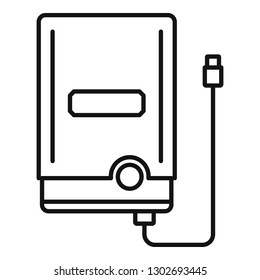 Portable hard disk icon. Outline portable hard disk vector icon for web design isolated on white background
