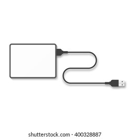 Portable hard disk isolated on a white background. Hard disk template for design. Hard disk vector.