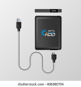 Portable hard drive disk flat icon vector illustration