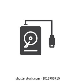 Portable HDD icon vector, filled flat sign, solid pictogram isolated on white. Hard drive disk symbol, logo illustration.