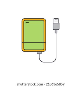 Portable hdd, usb drive removable storage icon in color, isolated on white background 