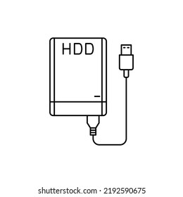 Portable hdd, usb drive removable storage icon in line style icon, isolated on white background