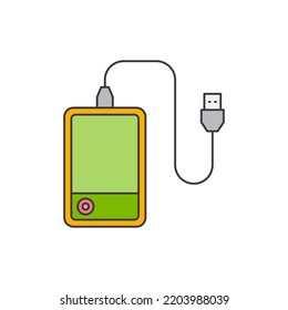 Portable hdd, usb drive removable storage icon in color, isolated on white background 