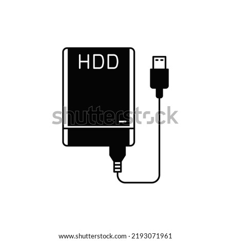 Portable hdd, usb drive removable storage icon in black flat glyph, filled style isolated on white background