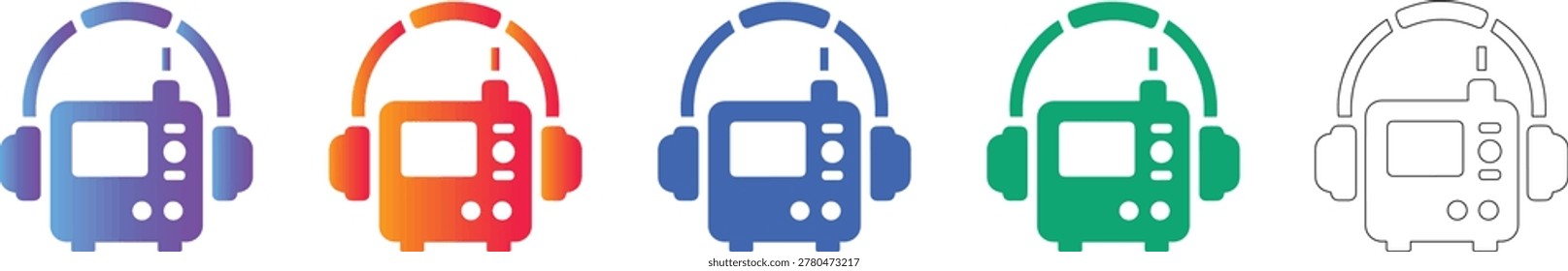 Portable Hearing Aid Device Icon Set vol 3805