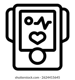 O monitor portátil de frequência cardíaca está exibindo um batimento cardíaco em sua tela, indicando a frequência cardíaca atual do usuário