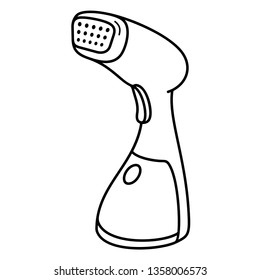 Portable home and travel garment steamer for clothes. Vector outline icon isolated on white background.