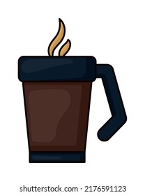 portable hot coffee cup on white background
