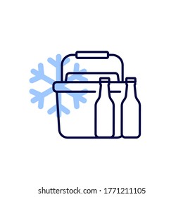 Portable ice cooler line icon
