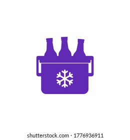 Portable ice cooler with soda vector icon on white