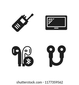 portable icon. 4 portable vector icons set. walkie talkie, tablet and earphones icons for web and design about portable theme