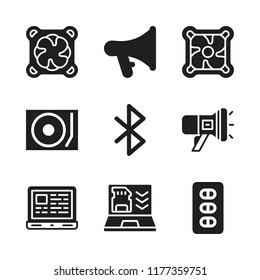 portable icon. 9 portable vector icons set. laptop, tablet and music player icons for web and design about portable theme