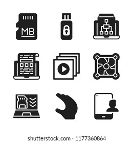 portable icon. 9 portable vector icons set. play files, cooler and sd card icons for web and design about portable theme