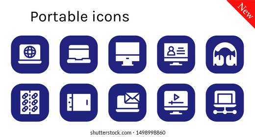 portable icon set. 10 filled portable icons.  Simple modern icons about  - Laptop, Computer, Monitor, Headphones, Tablet, Screen