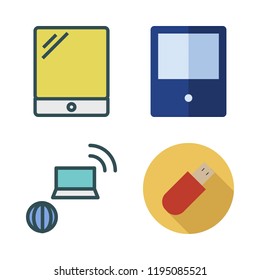 portable icon set. vector set about pendrive, laptop and tablet icons set.