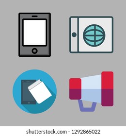 portable icon set. vector set about tablet and megaphone icons set.