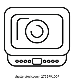 Portable induction hob line art illustrating a kitchen cooking appliance