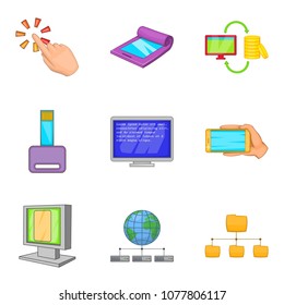 Portable instrument icons set. Cartoon set of 9 portable instrument vector icons for web isolated on white background