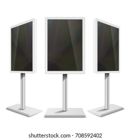 Portable Interactive Digital Signage. White Clean Empty Digital Display. Isolated Illustration

