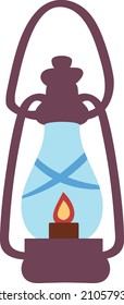Portable kerosene lamp or lantern camping isolated on a white background. Flat vector cartoon illustration