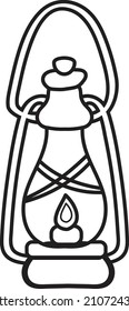 Lámpara de queroseno portátil o camping de farolillos aislados en un fondo blanco. Ilustración de dibujos animados