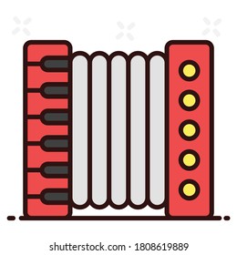Portable keyed wind instrument, accordion icon design 