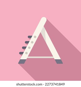 Portable ladder icon flat vector. Wood step. Shadow metal