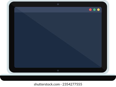 Portable laptop with screen off. Device for presentation template. Notebook monitor with blank screen. Modern digital gadget with white frame. Simple flat vector icon isolated on white background