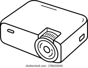 Portable LED Projector. Vector outline icon.