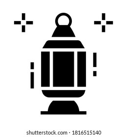 A portable light icon in glyph style, islmaic lamp vector 