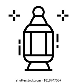 A portable light icon in line style, islmaic lamp vector 