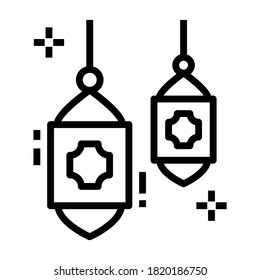 A portable light icon in line style, lanterns vector 
