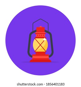 A portable light, lantern icon in flat vector style