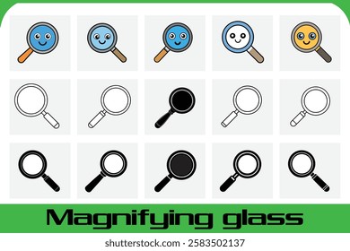 Portable magnifying glass with clear lens perfect for reading crafts and inspection detailed vector illustration for all exploration needs